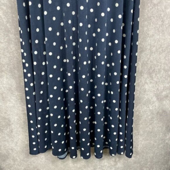 Tommy Hilfiger Dress Womens 11/19 Navy Polka Dots Stretch Retro Pleated V-Neck - Picture 4 of 14
